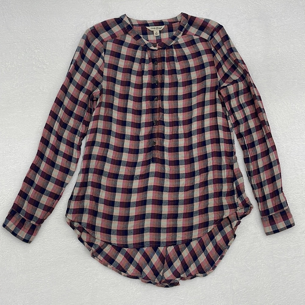 Lucky Brand Plaid Quarter Button Down Tunic Women’s Small
